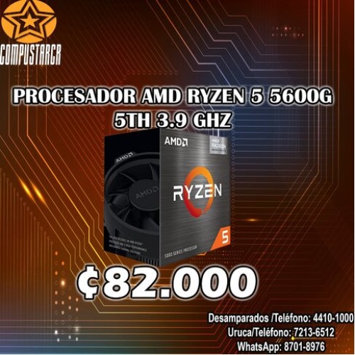AMD CPU Ryzen™ 5 5600G PROCESADOR AMD RYZEN 5 5600G 5TH 3.9 GHZ 6N AM4